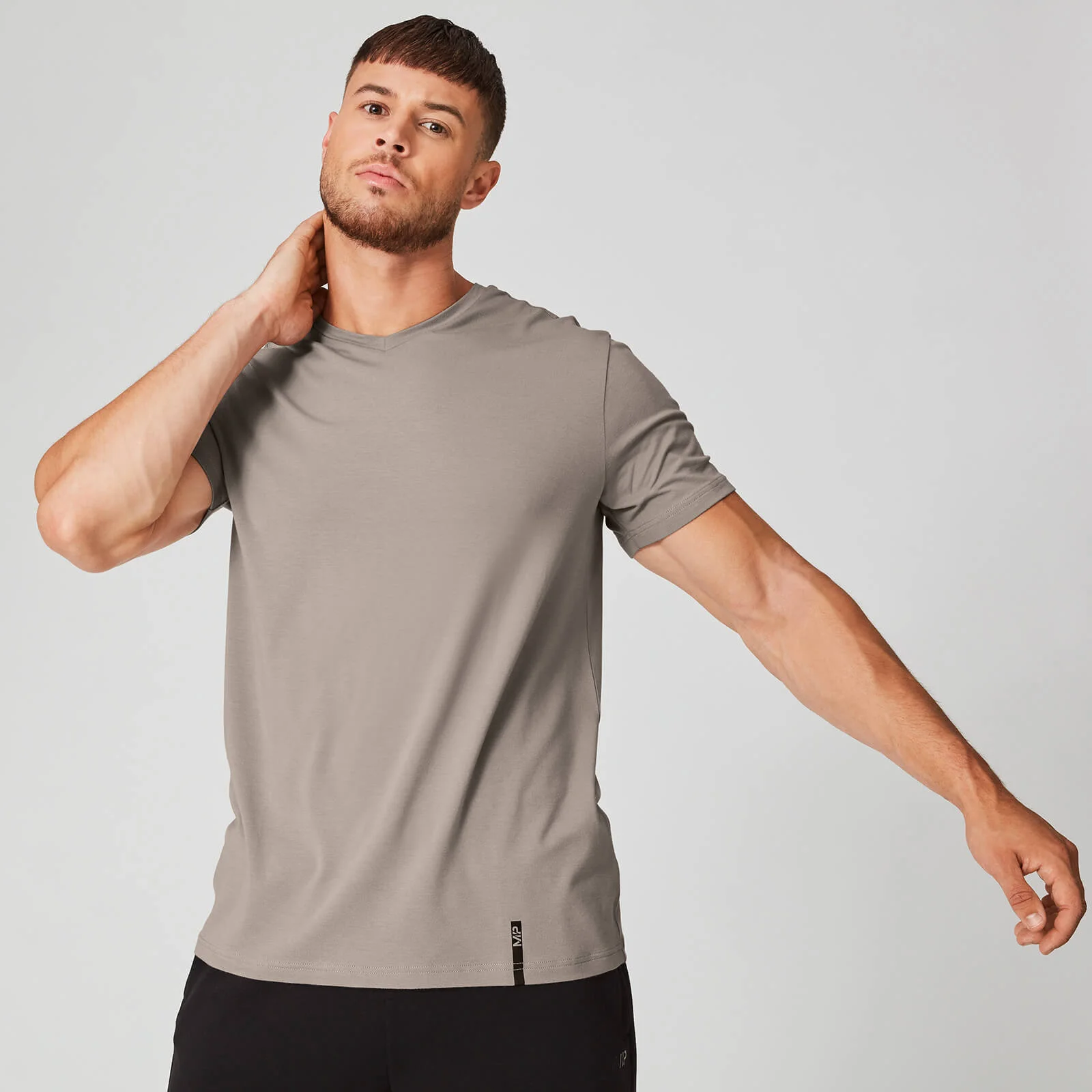 Футболка с V-воротом Luxe Classic, сине-серая - XS Изображение 1
