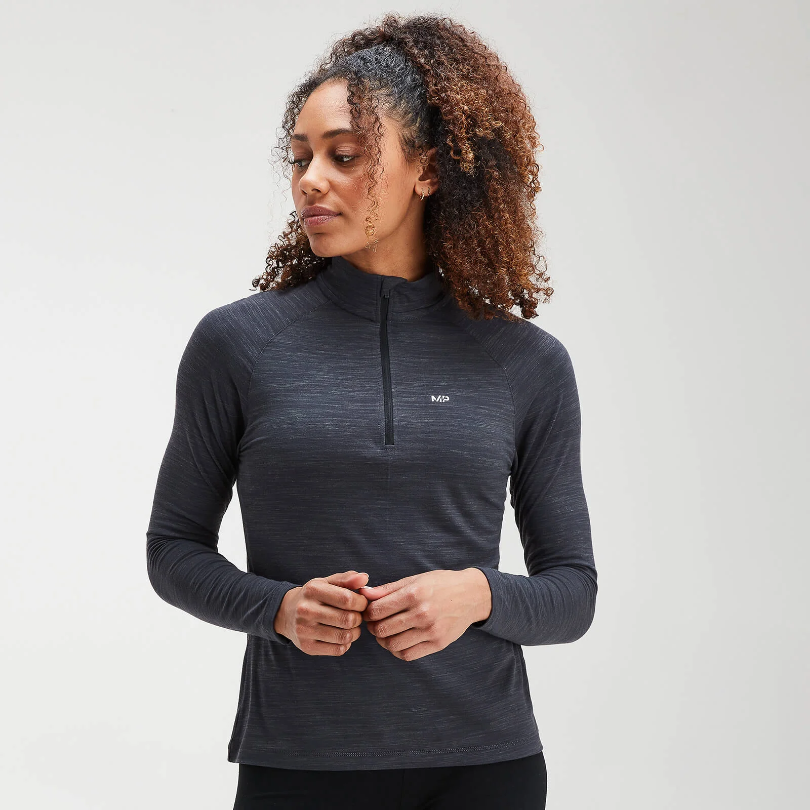 MP Women's Performance Zip Training Top- Black/Charcoal Marl - XS Изображение 1