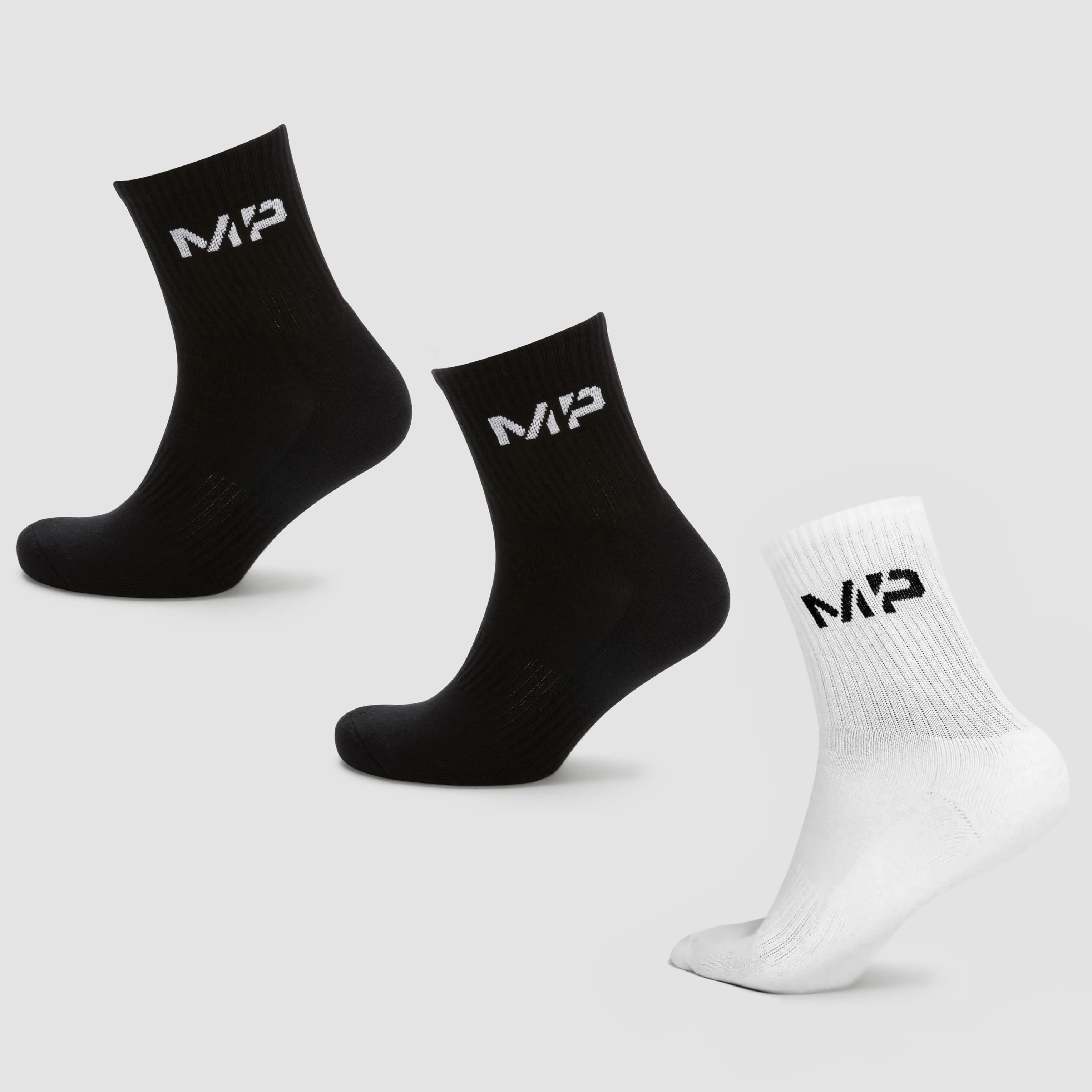 MP Women's Crew Socks (3 Pack) - Black/White - UK 3-6 Изображение 1