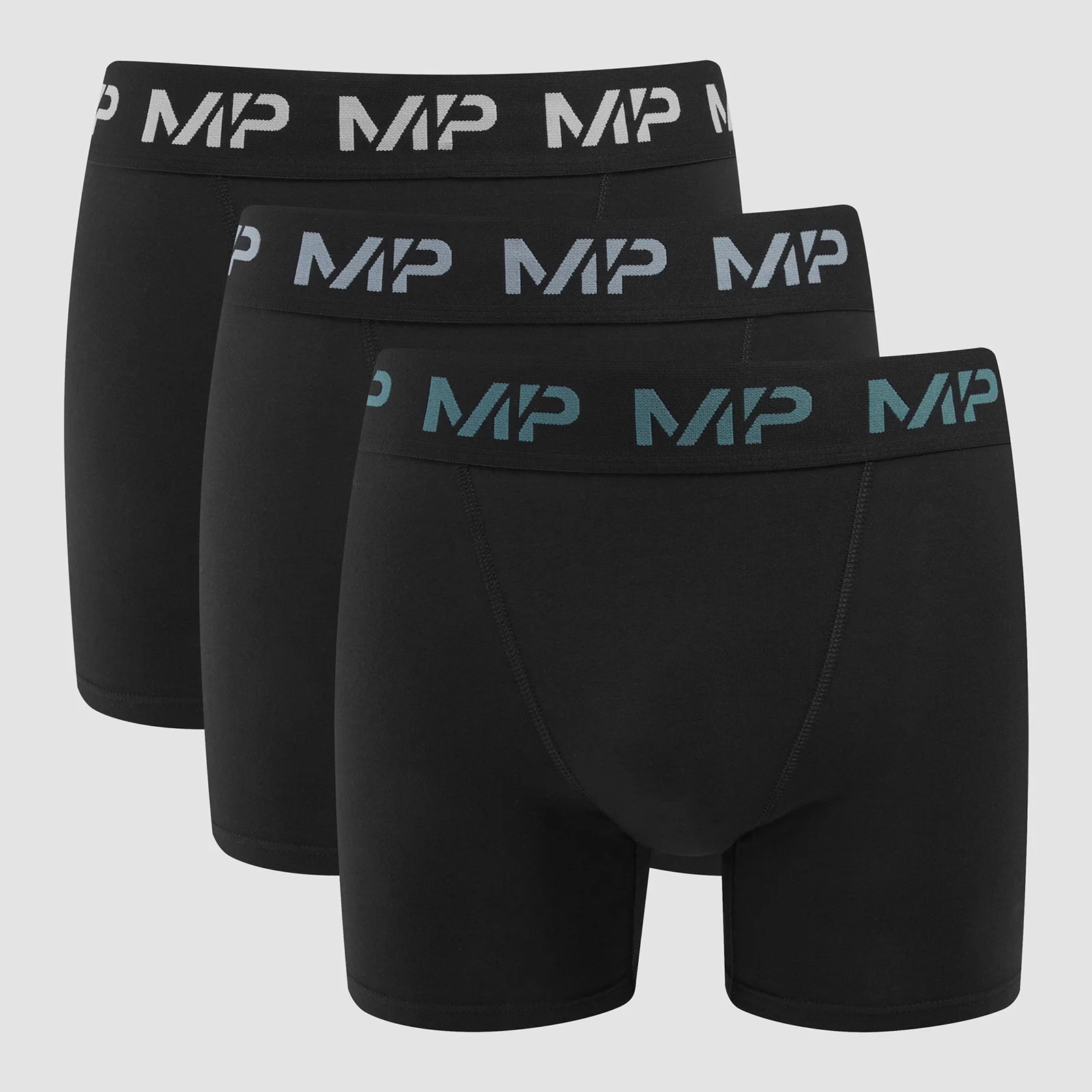 MP Men's Coloured Logo Boxers (3 Pack) Black/Smoke Blue/Pebble Blue/Dusk Grey - XXS Изображение 1