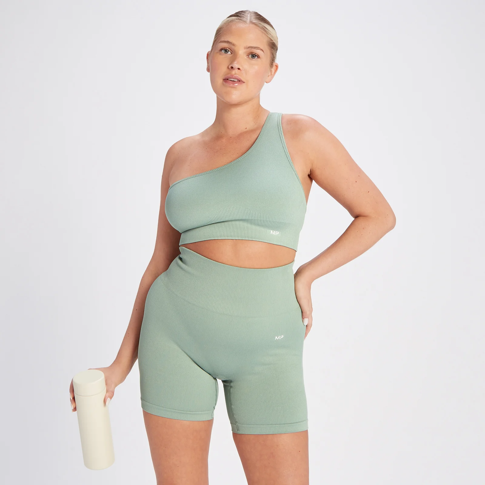 MP Women's Tempo Rib Seamless Asymetric Bra - Sage Green - XS Изображение 1