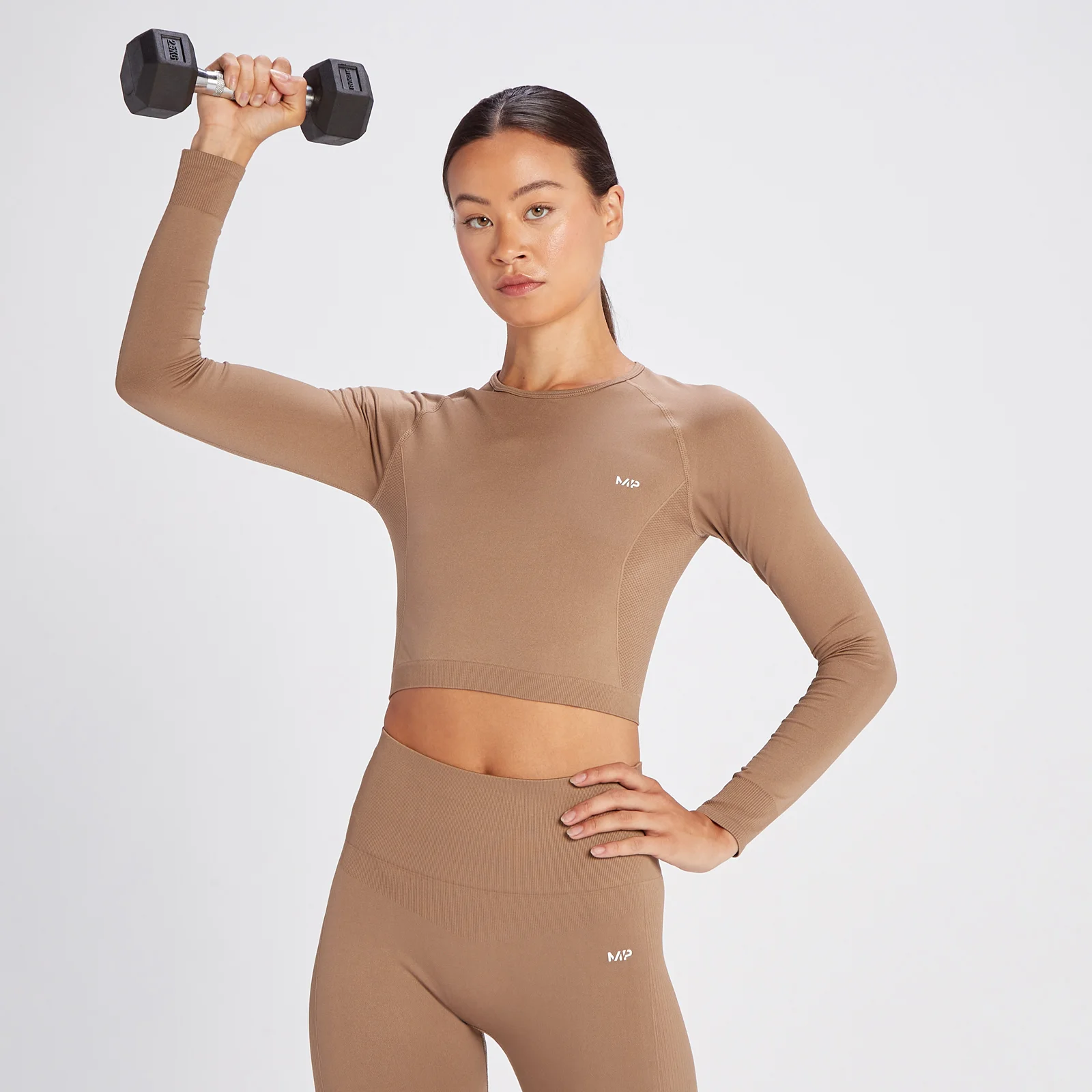 Женский бесшовный укороченный лонгслив MP Shape — цвет ириски - XS Изображение 1