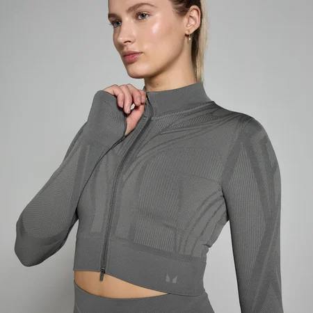 Женская укороченная бесшовная куртка MP Tempo Ultra Geometric — графитовый цвет