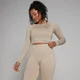 Женский бесшовный укороченный топ MP Shape с длинным рукавом — песочный цвет