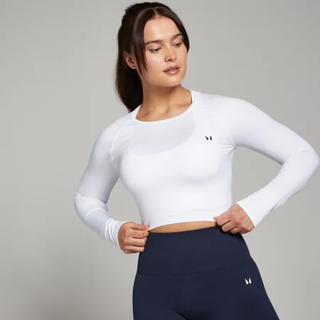 Женский бесшовный укороченный лонгслив MP Shape — белый цвет