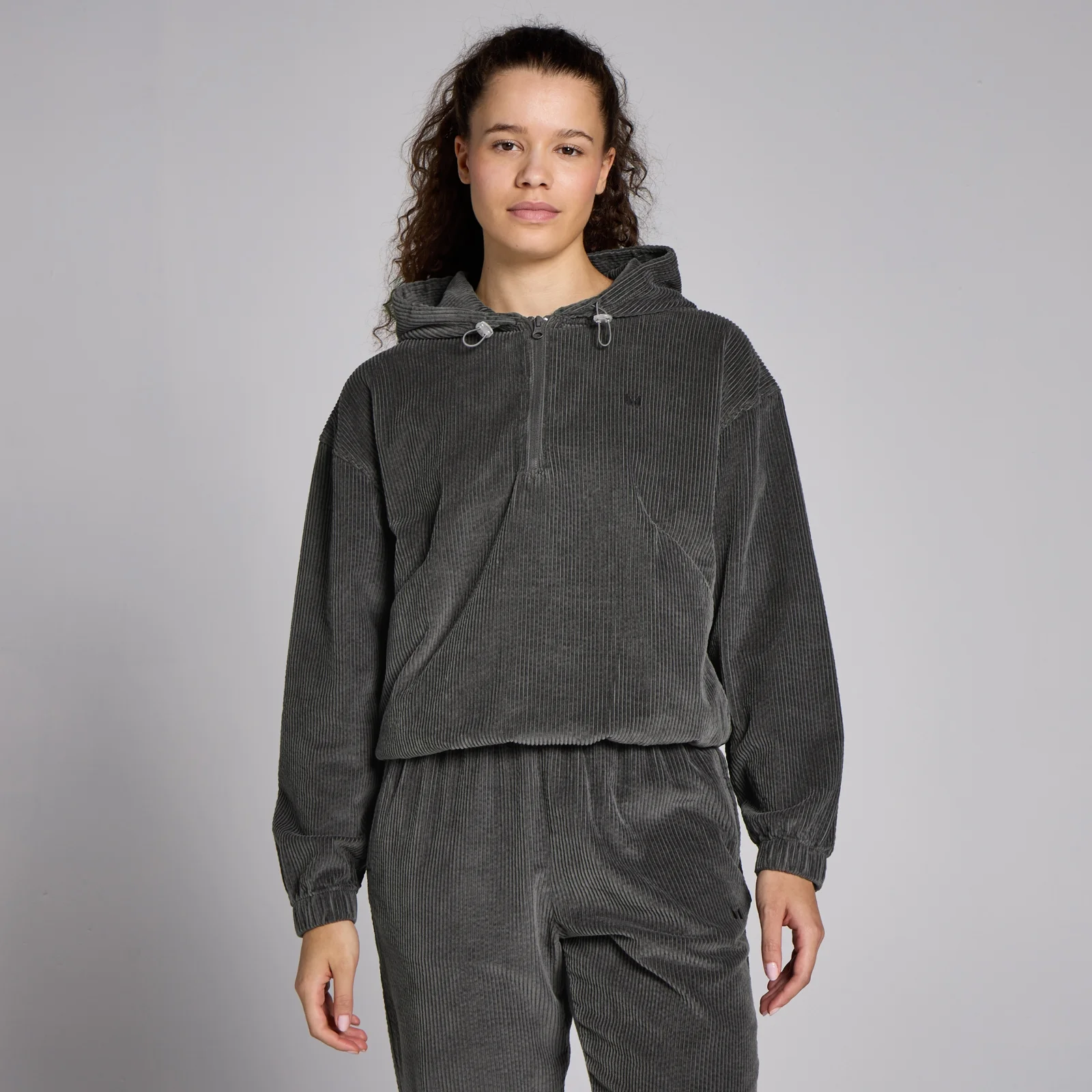 Женское вельветовое худи на короткой застежке-молнии MP Lifestyle ― стальной серый цвет - L Изображение 1