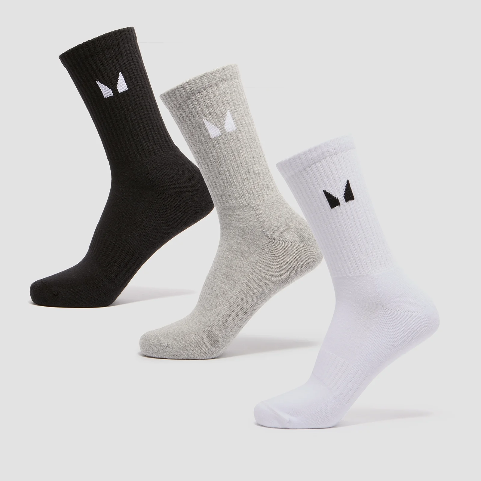 MP Unisex Crew Socks (3 Pack) - White/Black/Grey Marl - UK 6-8 Изображение 1