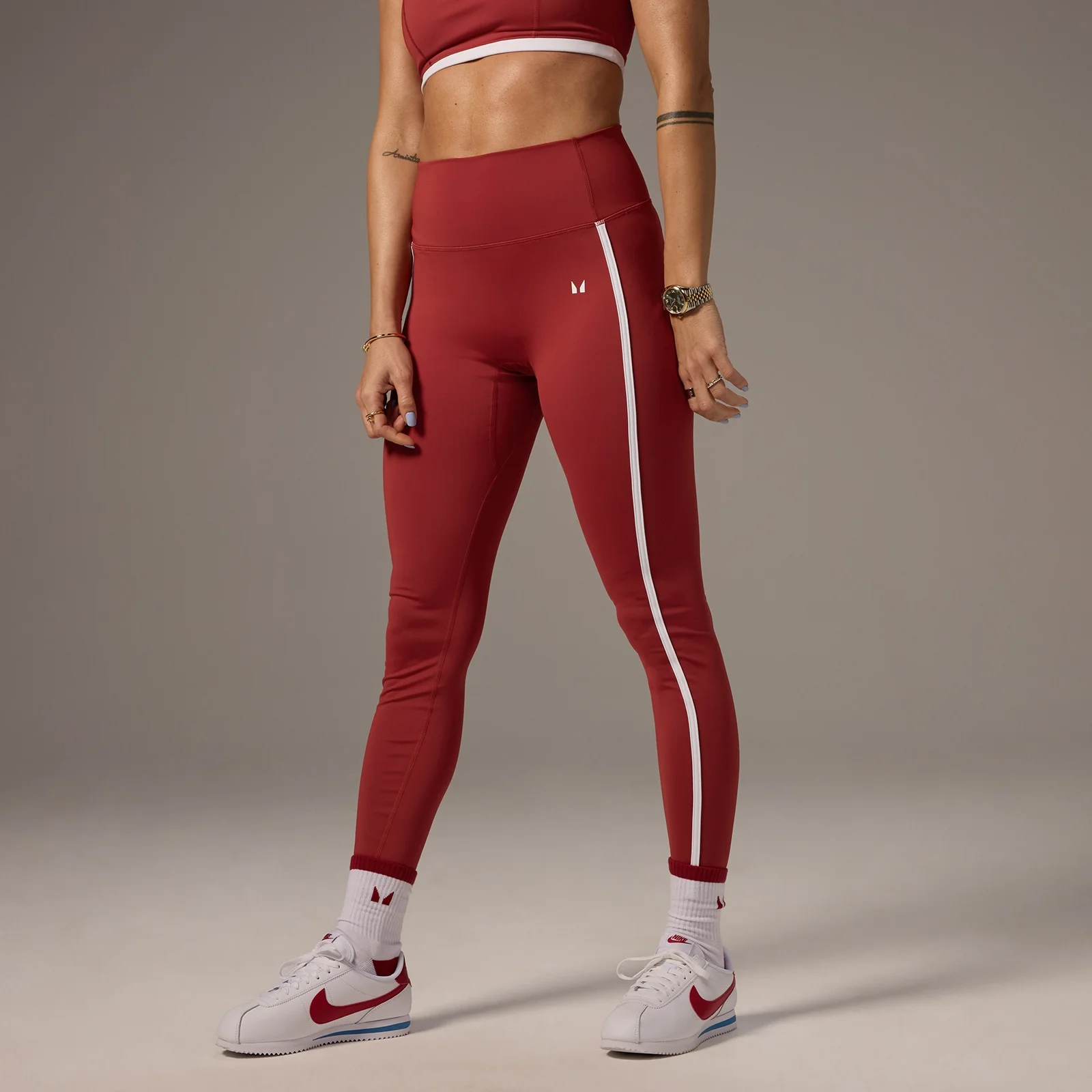 Леггинсы в контрастную полоску MP X Tatiana ― состаренный ржавый цвет - XS Изображение 1