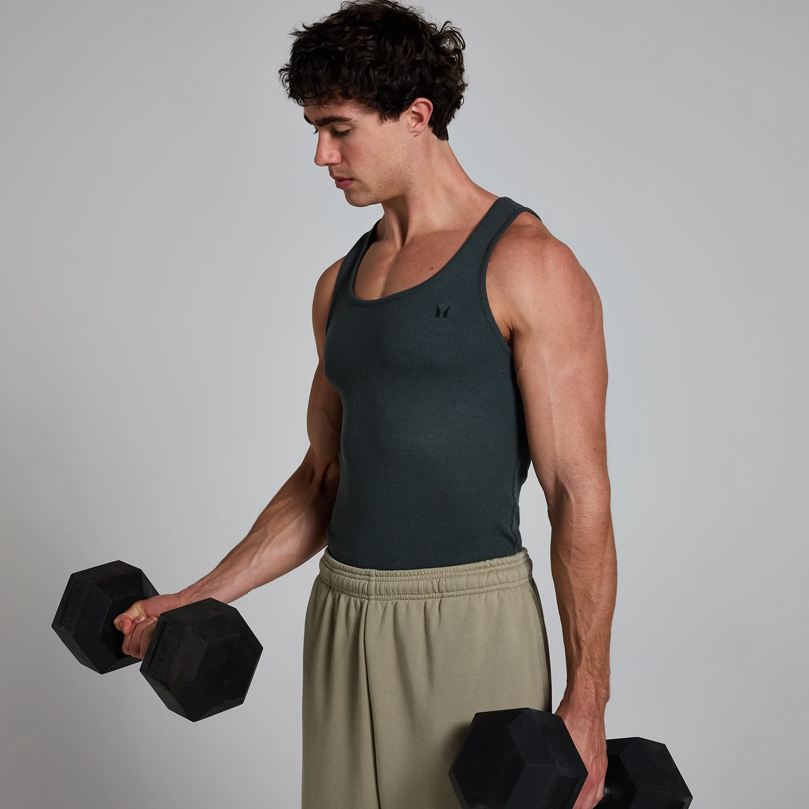 MP Men's Lift Ribbed Muscle Fit Tank - Washed Black - S Изображение 1