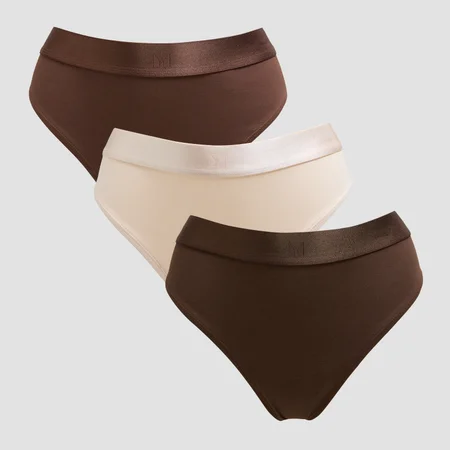 Женские стринги MP Mid Rise Thong (3 упаковки) - глубокий шоколад/коричневый/теплый крем