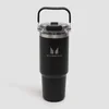 Бутылка Myprotein из переработанного металла с верхней ручкой и трубочкой 900 мл - Чёрный