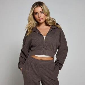 Женское мягкое худи MP на застежке-молнии — шоколадный цвет - Size XS