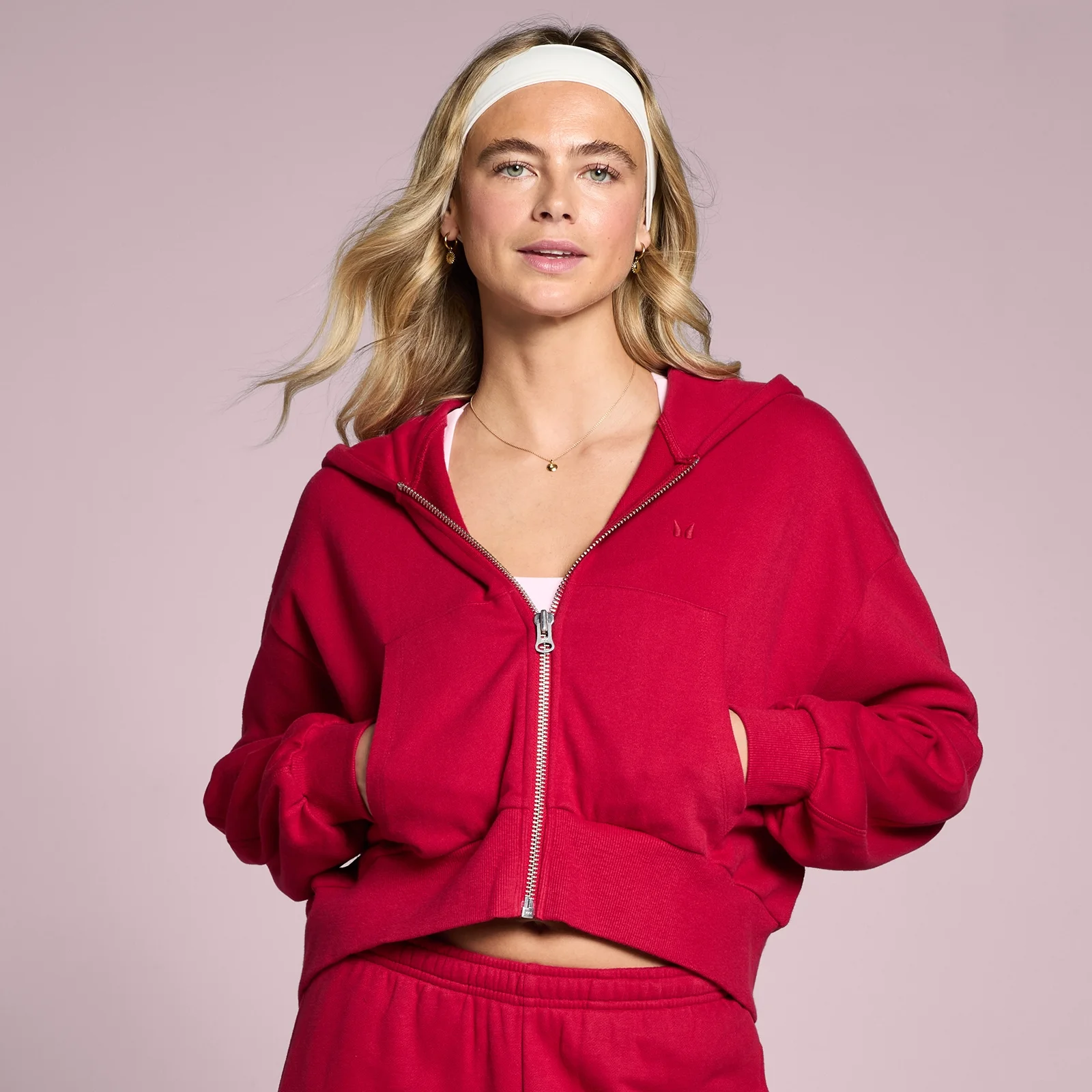 Женская худи MP Lifestyle с молнией - Розово-красный - XL Изображение 1