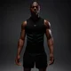 Мужская бесшовная майка MP Hero Muscle Fit - выстиранный чёрный/Alpha Green