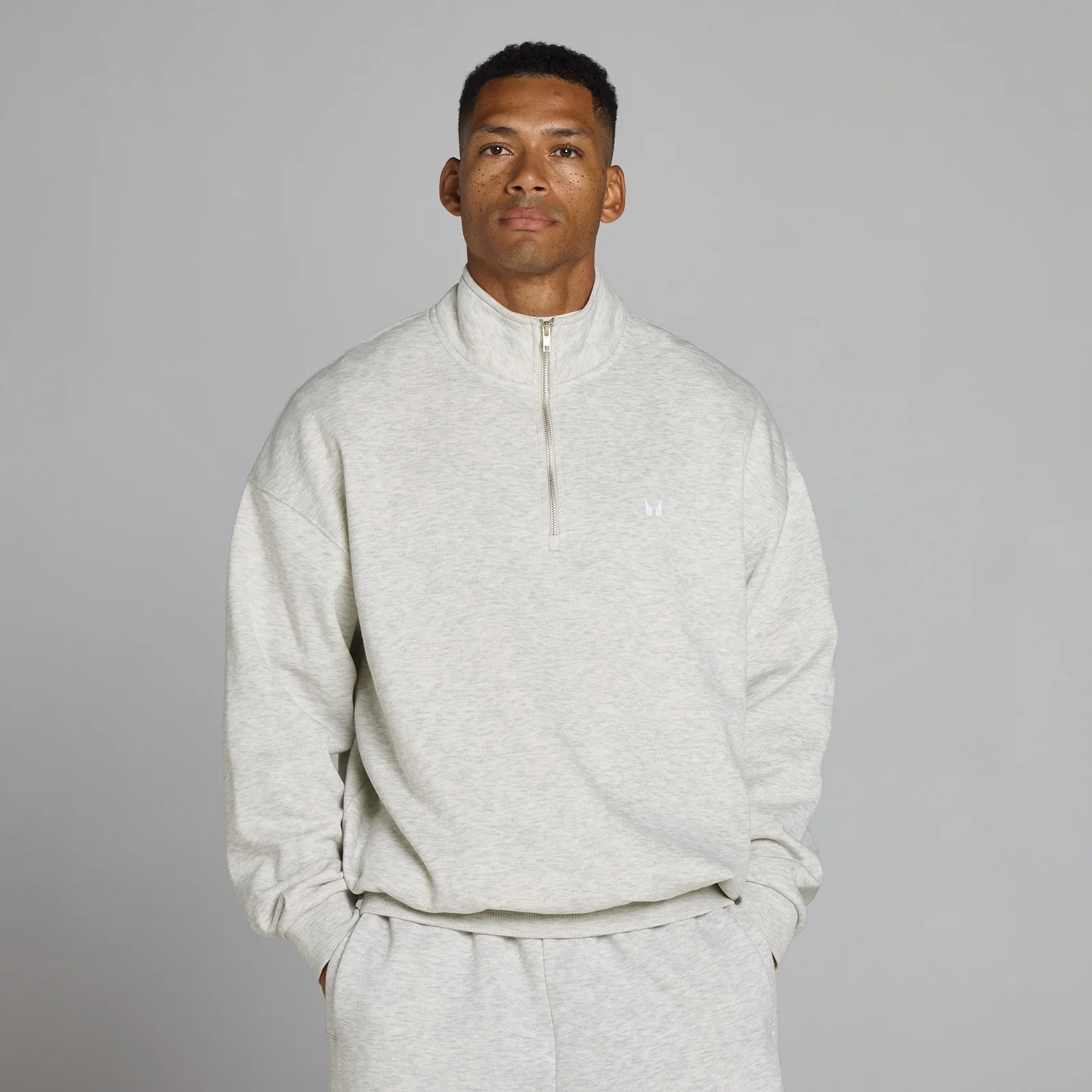 MP Men's Rest Day Oversized 1/4 Zip - Light Grey Marl - L Изображение 1