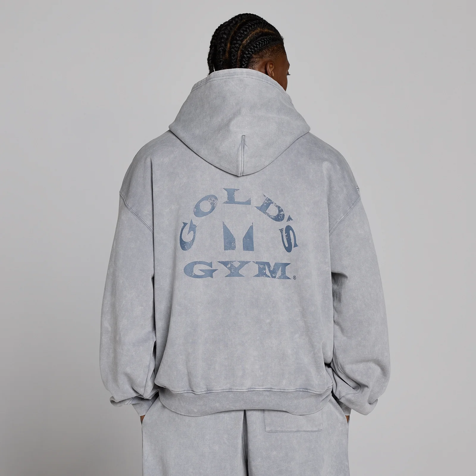 MP X Gold's Men's Washed Graphic Oversized Hoodie - Steel Blue - L Изображение 4
