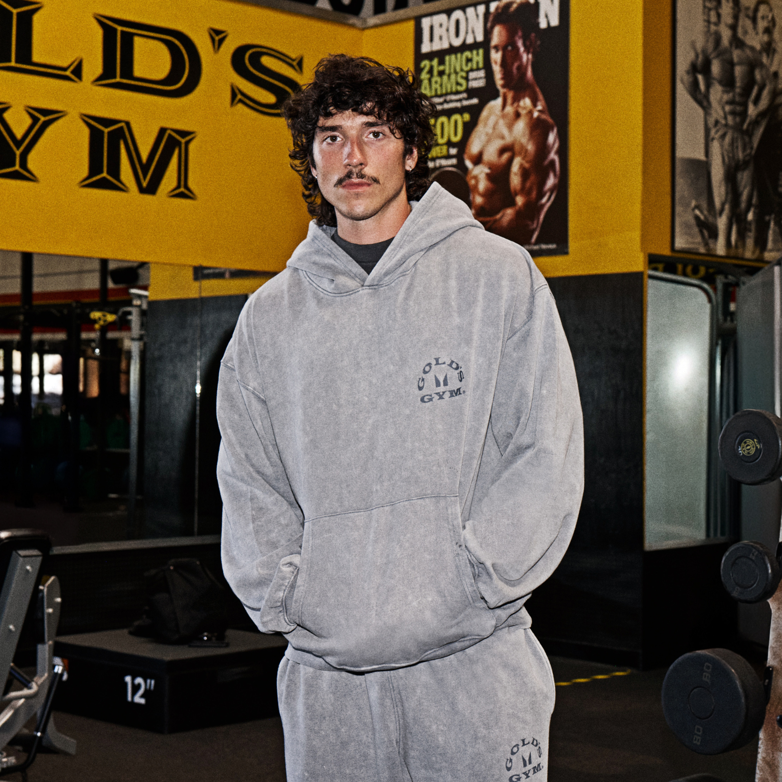 MP X Gold's Men's Washed Graphic Oversized Hoodie - Steel Blue - L Изображение 1