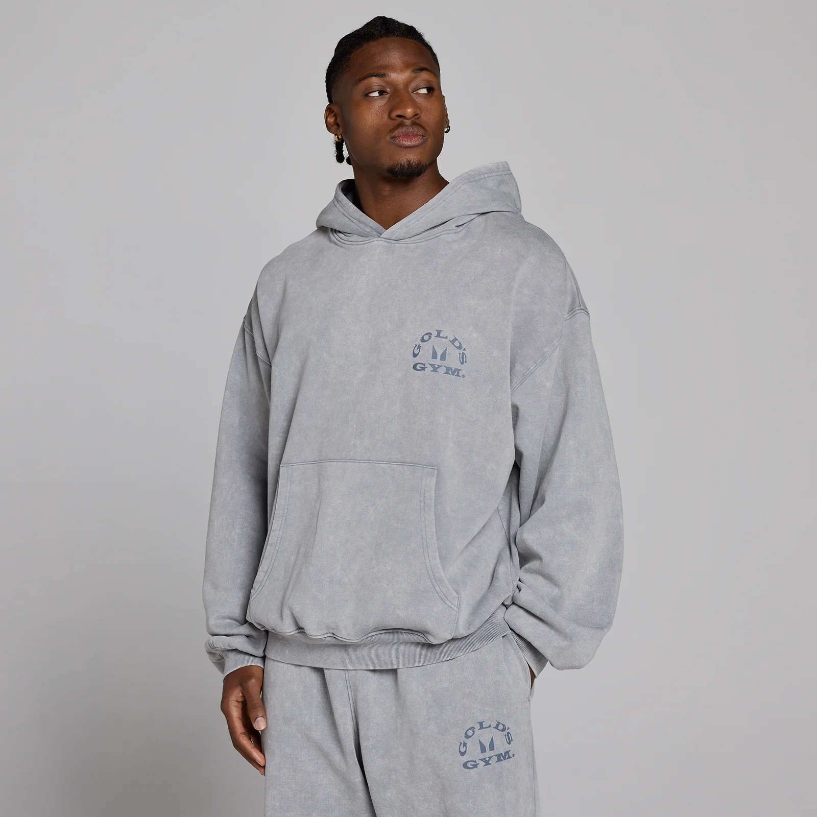 MP X Gold's Men's Washed Graphic Oversized Hoodie - Steel Blue - L Изображение 3